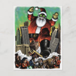 Cartão postal Santazilla<br><div class="desc">Ilustração de um Papai Noel gigante aterrorizando uma cidade</div>