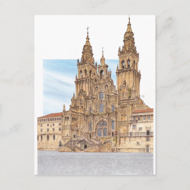 Cartão Postal Santiago de Compostela. fachada ocidental. Espanha (Frente)