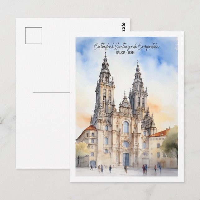 Cartão Postal Santiago de Compostela, Galiza, Viagem (Frente/Verso)
