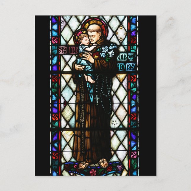Cartão Postal Santo Anthony de Pádua Segurando uma Criança (Frente)