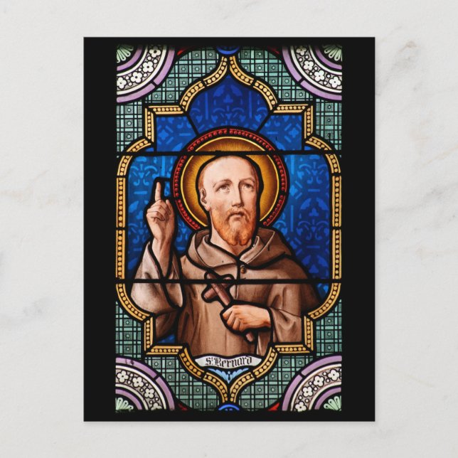 Cartão Postal Santo Bernard de Clairvaux StainGlass Art (Frente)