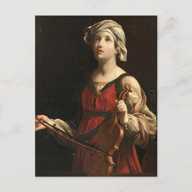 Cartão Postal Santo Cecilia por Guido Reni (Frente)