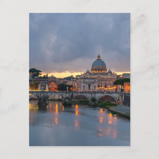 Cartão Postal Santo da ponte Sant'Angelo Peter Basilica Roma Itá (Frente)