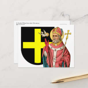 Cartão Postal Santo David do País de Gales (P 001) e Seu Escudo 