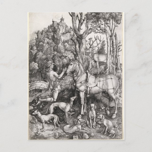 Cartão Postal Santo Eustace Engrave por Albrecht Durer (Frente)