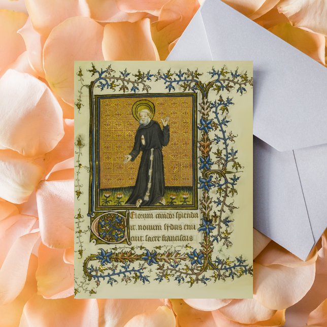 Cartão Postal Santo Francisco de Assisi, medieval católica (Saint Francis of Assisi Medieval Manuscript Catholic Christian Postcard)