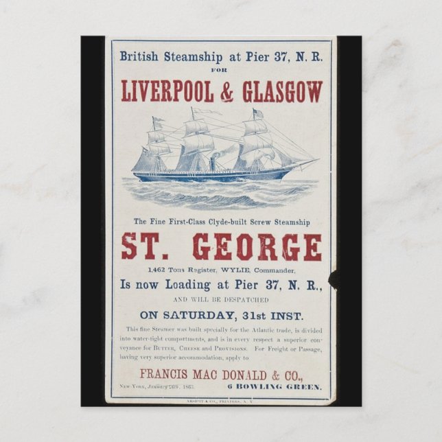 Cartão Postal Santo George estragou a nave 1863 (Frente)