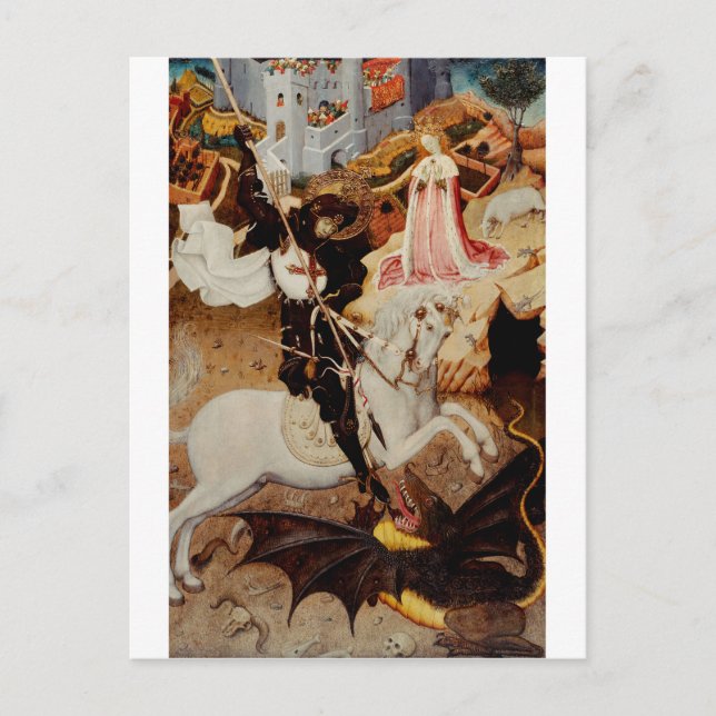 Cartão Postal Santo George Matando o Dragão por Bernat Martorel (Frente)