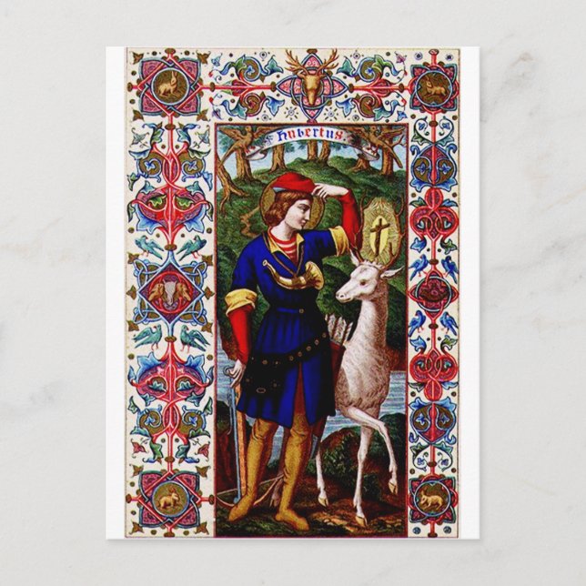 Cartão Postal Santo Hubert de Liege com a morada (Frente)