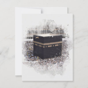 Cartão Postal Santo Kaaba, Masjid Al Haram, ilustração da aqua