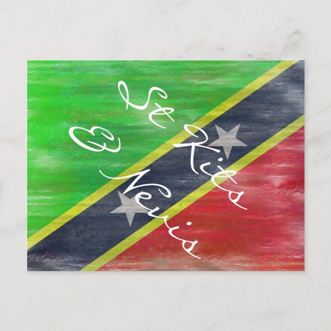Cartão Postal Santo Kitts & Nevis bandeira em apuros (Frente)