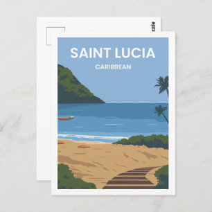 Cartão Postal Santo Lucia Caribe Viagem Place Ilustração