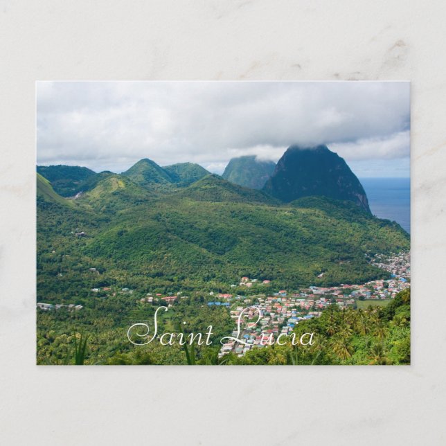 Cartão Postal Santo Lúcia, pitões de Soufriere (Frente)