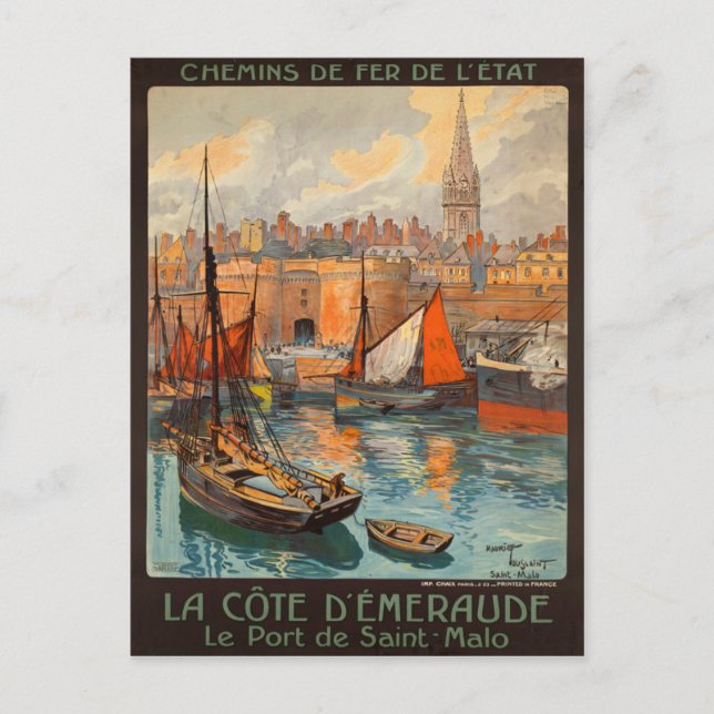 Cartão Postal Santo Malo France - Poster de viagens francês Vint (Frente)