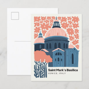 Cartão Postal Santo Marks Basilica Venice Itália viagem floral