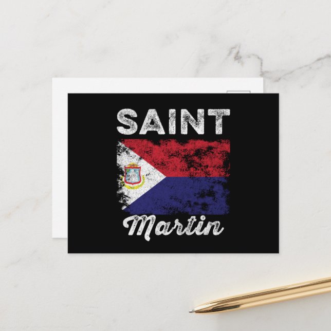 Cartão Postal Santo Martin Flag (Frente/Verso In Situ)