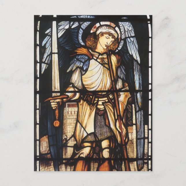 Cartão Postal Santo Michael por Sir Edward Coley Burne-Jones (Frente)