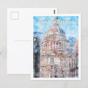 Cartão Postal Santo Paul Cathedral London Viagem Watercolor