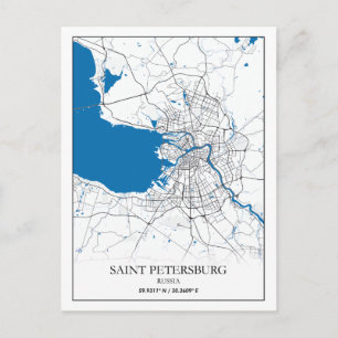 Cartão Postal Santo Petersburg Rússia City Map Viagem Simple