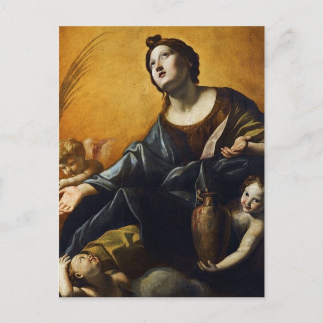 Cartão Postal Santo Praxedis por Giovanni Lanfranco (Frente)