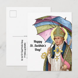 Cartão Postal Santo Swithun com Guarda-chuva