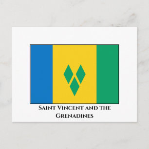 Cartão Postal Santo Vincent e bandeira das Granadinas