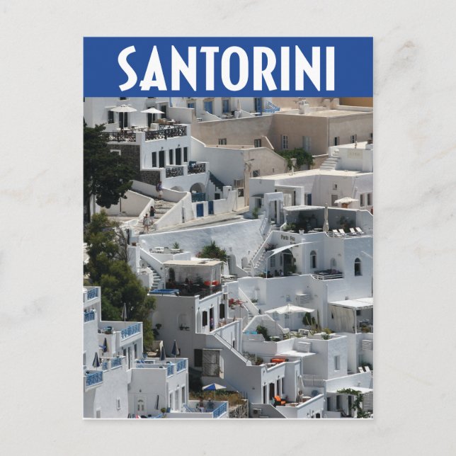 Cartão Postal Santorini, arquitetura da encosta da Grécia (Frente)