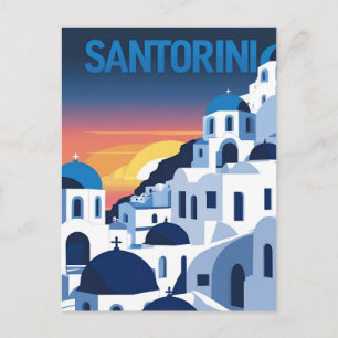 Cartão Postal Santorini Domínios Azuis Sunset