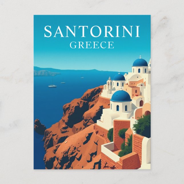 Cartão Postal Santorini, Grécia da Casa Branca, Viagem da (Frente)