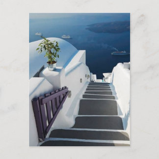 Cartão Postal Santorini Oia Steps, Grécia