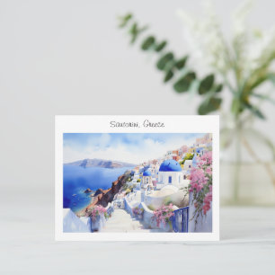 Cartão Postal Santorini pintada na Grécia