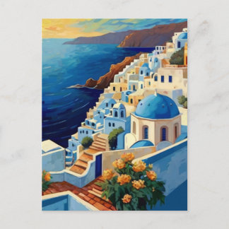 Cartão Postal Santorini Sunrise - Grécia - Vila da Ilha Grega