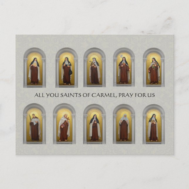 Cartão Postal Santos de Carmelite Religiosos Pinturas de Freira (Frente)