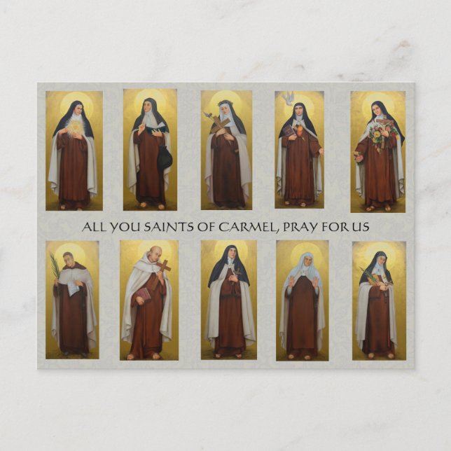 Cartão Postal Santos de Carmelite Religiosos Pinturas de Freira (Frente)