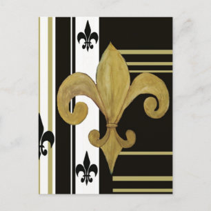 Cartão Postal Santos Fleur de lis Preto e Dourado