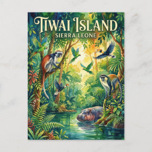 Cartão Postal Santuário de Vida Selvagem da Ilha Tiwai Serra Leo