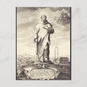 Cartão Postal São Bruno de Colônia Estilo de Arte de Gravura Ant