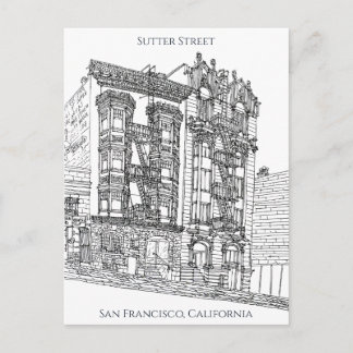 Cartão Postal São Francisco, CA | Desenho da Rua Sutter