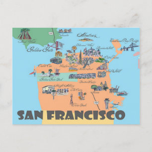 Cartão Postal São Francisco California Realça Mapas
