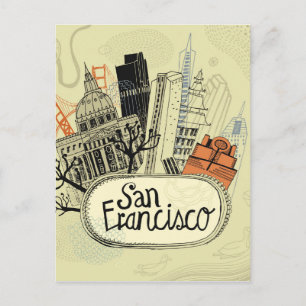 Cartão Postal São Francisco Desenhado à Mão