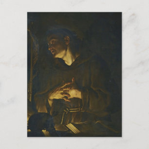 Cartão Postal São Francisco Rezando Diante de um Crucifixo por T