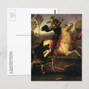 Cartão Postal São Jorge combatendo o Dragão de Rafael Sanzio