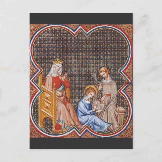 Cartão Postal São Luís IX da França Patrono dos Reis Arte (Frente)