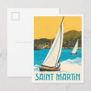 Cartão Postal São Martinho Caribe Viagens Vintage