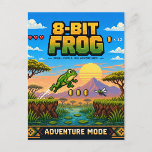 Cartão Postal Sapo, Arte Pixel Retro de 8 Bits