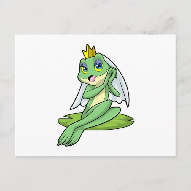 Cartão Postal Sapo como Noiva no Casamento com Coroa (Frente)