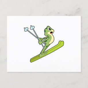 Cartão Postal Sapo como saltador de esqui com esqui.PNG