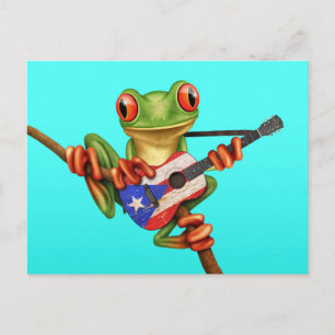 Cartão Postal Sapo de Árvore Tocando Pavilhão de Porto Rico Az