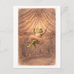 Cartão Postal Sapo de Circo ao Estilo Vintage no Trapézio