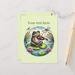 Cartão Postal Sapo de música bonito personalizável